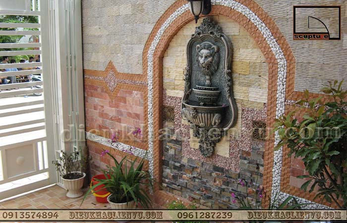 Dự án cảnh quan với đài phun nước sân vườn mặt hổ do Điêu khắc Liên Vũ thiết kế thi công